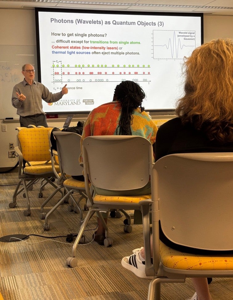 Franz Klein giving an introduction to quantum networking.