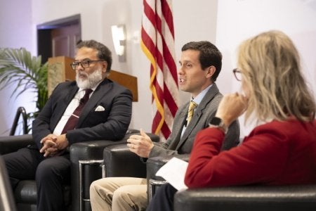 QLab Director Norbert Linke and MD Dpt. of Commerce Secretary Harry Coker Jr. at the Fort Meade Alliance Key Leaders Panel