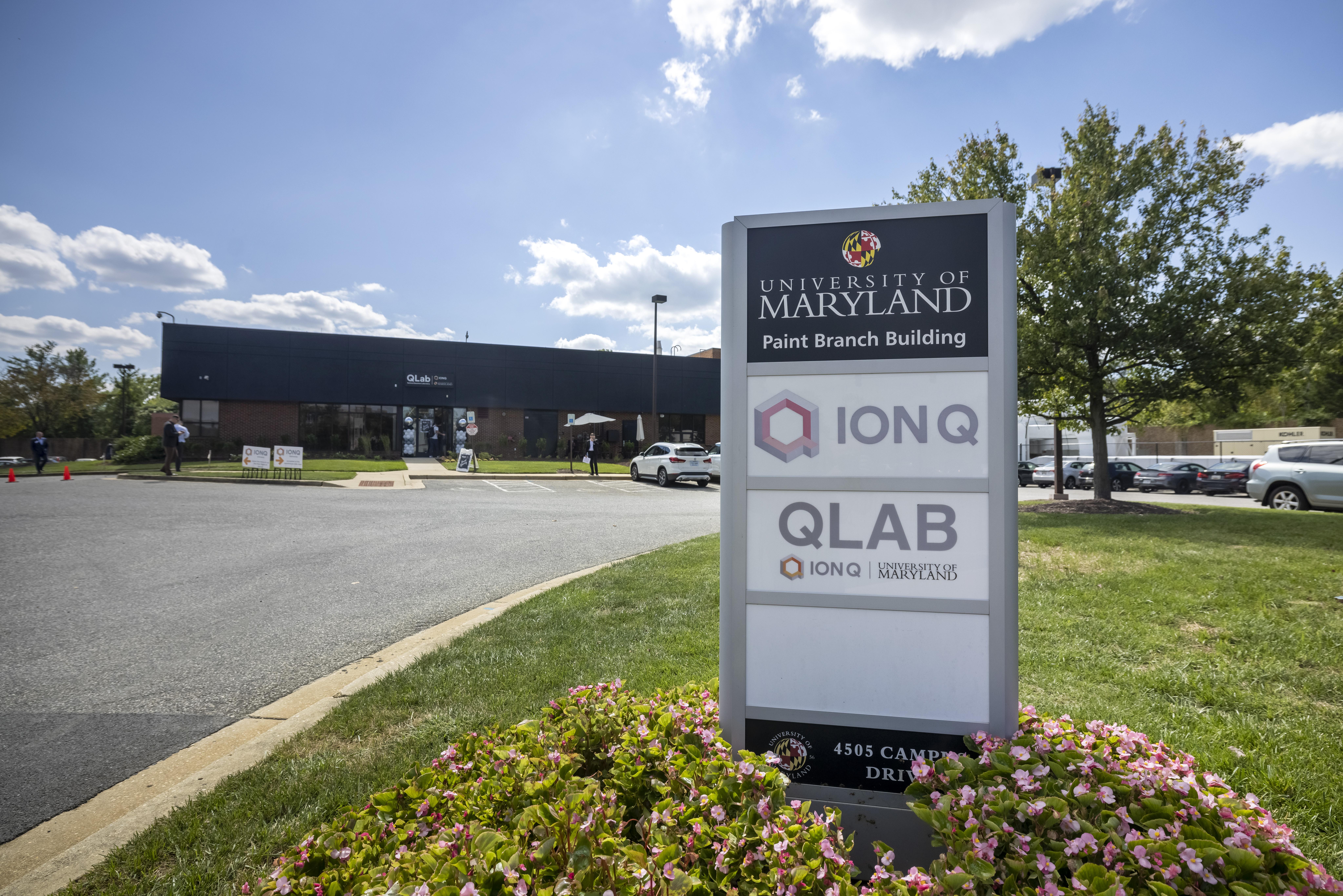 QLab sign in front of building